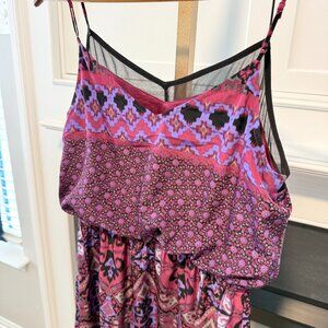 💗 Pink & Purple Boho Print Mini Dress | Express | Size S